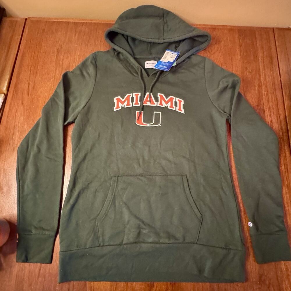 New Champion Miami Hurricanes Hoodie Men’s Large NWT Green NCAA Pullover U